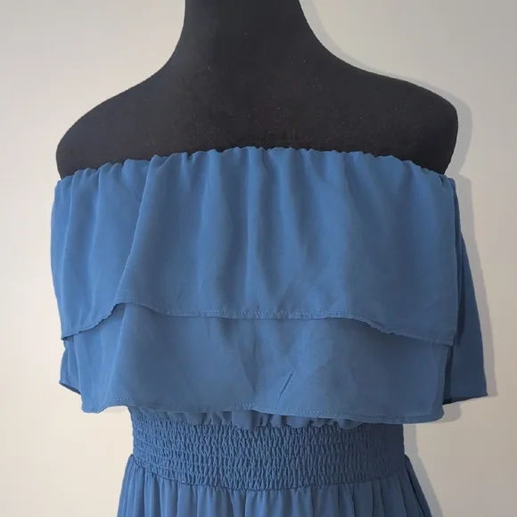 1. State Strapless Blue Maxi Dress Size Large - Picture 3 of 13